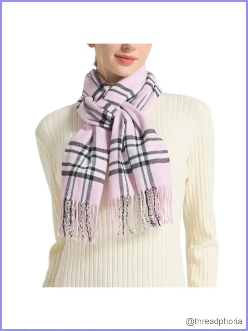 Luxurious Soft Tartan Tassel Scarf Lightweight Cold Weather Essential